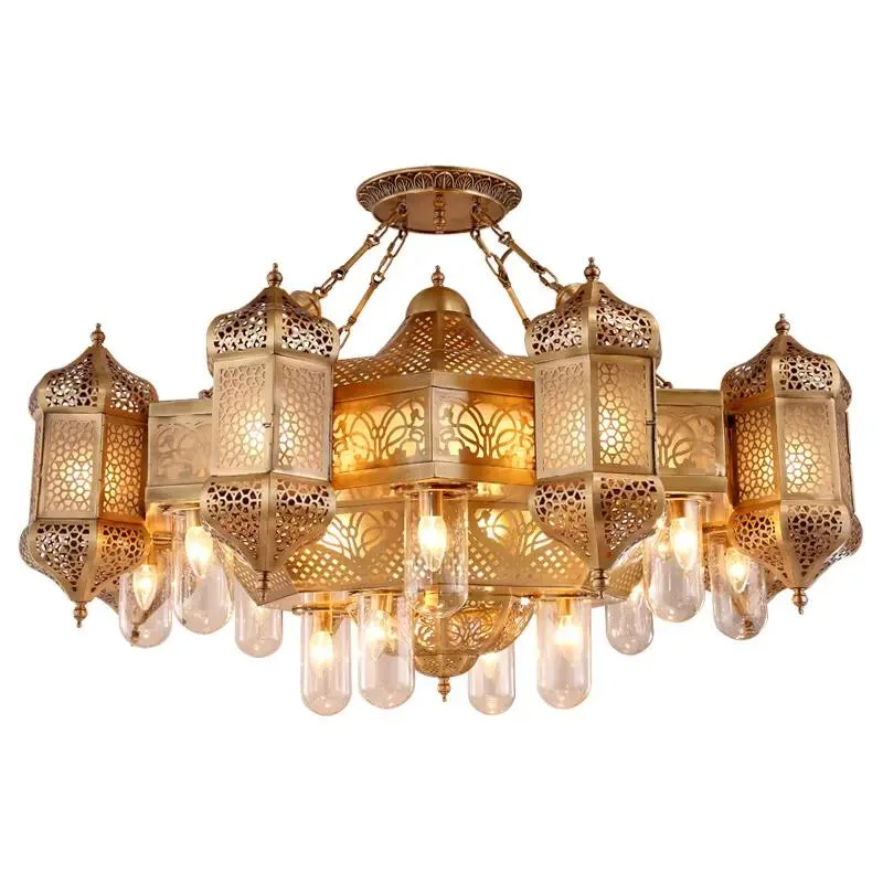 Zhongshan Factory Mosque Customized Design Islamic Large Lighting Fixture K9 Crystal Custom Temples Chandelier