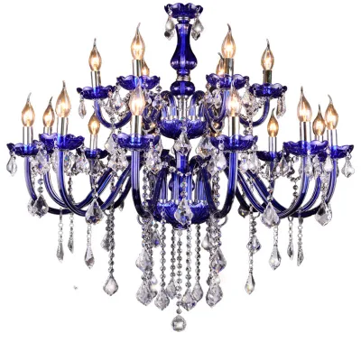 Classical Purple Glass Luxurious Crystal Elegant Flameless Candle Chandeliers for Palace Hall Chapel Decorated