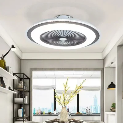 Low Noise Modern Indoor Bedroom Decorative Smart Control Dimmable LED Ceiling Fan